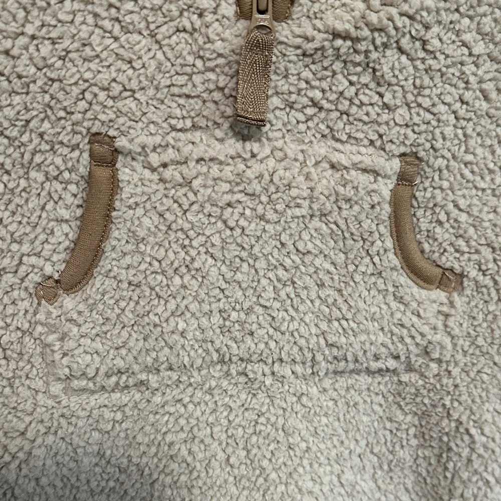 Carter's Cream Sherpa One-Piece with Tan Trim